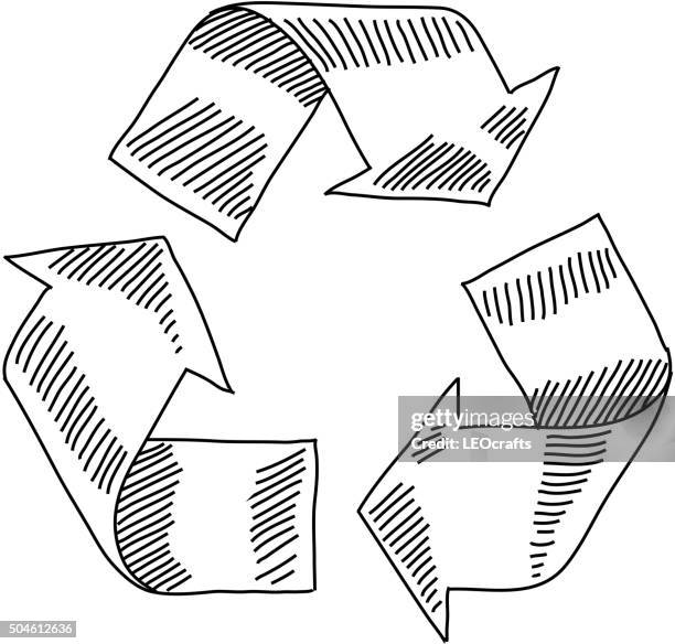 recycle symbol drawing - recycle stock illustrations