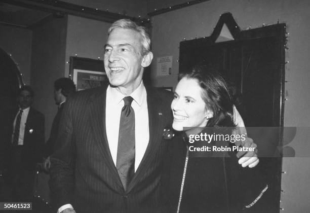 Fashion designer John Weitz w. His actress/wife, Susan Kohner at NEW YORK magazine's 20th anniversary party, NYC.