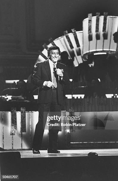 Singer Tony Bennett performing at the 100th birthday tribute to composer Irving Berlin at Carnegie Hall.