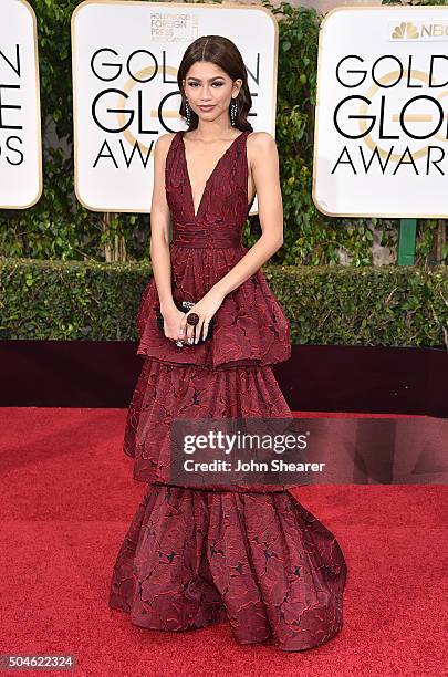 Actress Zendaya Coleman attends the 73rd Annual Golden Globe Awards held at the Beverly Hilton Hotel on January 10, 2016 in Beverly Hills, California.