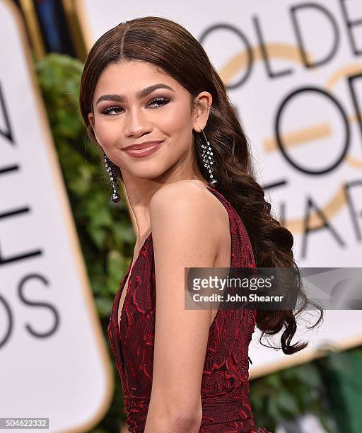 Actress Zendaya Coleman attends the 73rd Annual Golden Globe Awards held at the Beverly Hilton Hotel on January 10, 2016 in Beverly Hills, California.