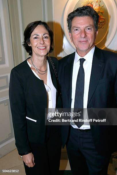 General Director of AUDIENS, Patrick Bezier and his wife attend the 'Cesar - Revelations 2016' Photocall at Chaumet, followed by a dinner at Hotel...
