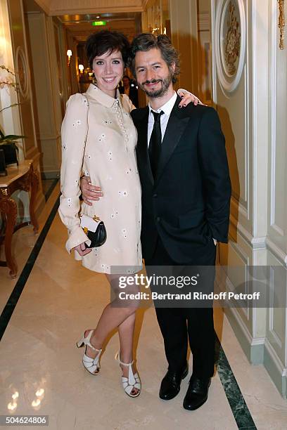 Actress Sara Giraudeau and Nicolas Ronchi attend the 'Cesar - Revelations 2016' Photocall at Chaumet, followed by a dinner at Hotel Meurice on...