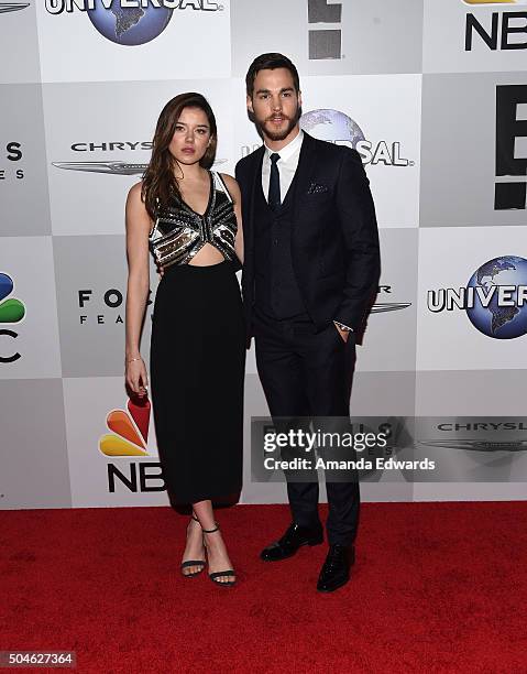 Actress Hanna Mangan Lawrence and actor Chris Wood arrive at NBCUniversal's 73rd Annual Golden Globes After Party at The Beverly Hilton Hotel on...