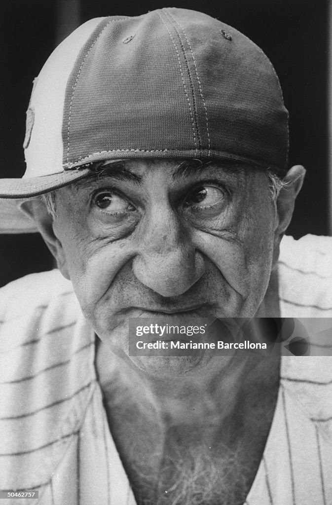 Max Patkin Clown prince of basesball Max Patkin wearing baseball hat crooked ...