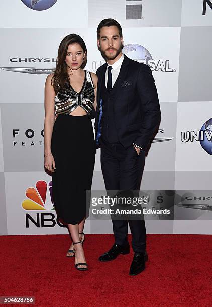 Actress Hanna Mangan Lawrence and actor Chris Wood arrive at NBCUniversal's 73rd Annual Golden Globes After Party at The Beverly Hilton Hotel on...