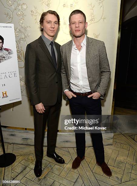 Actors Paul Dano and James Norton attend The Weinstein Company And A+E Networks "War And Peace" Screening at The London West Hollywood on January 11,...