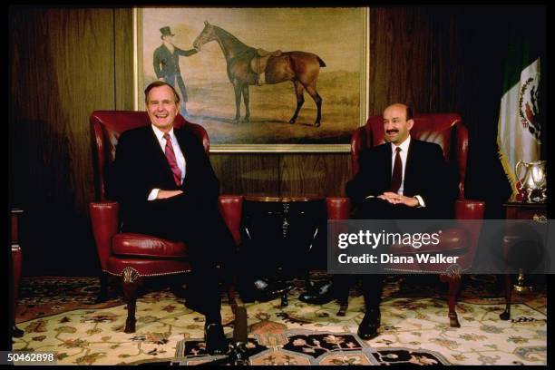 Pres-elect Bush w. Mexican Pres-elect Salinas.