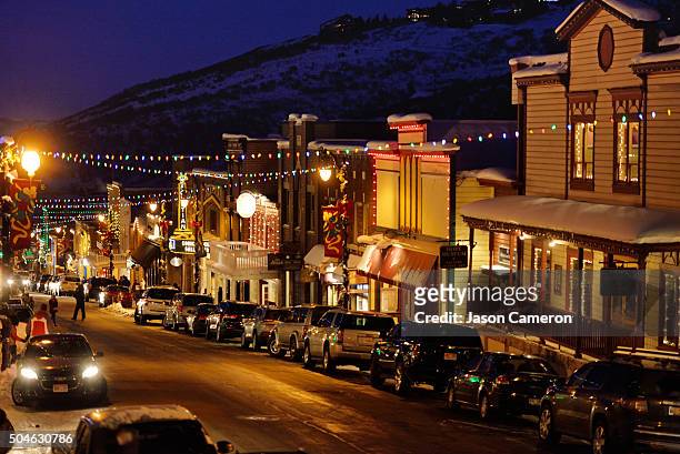 park city main street - park city utah night stock pictures, royalty-free photos & images