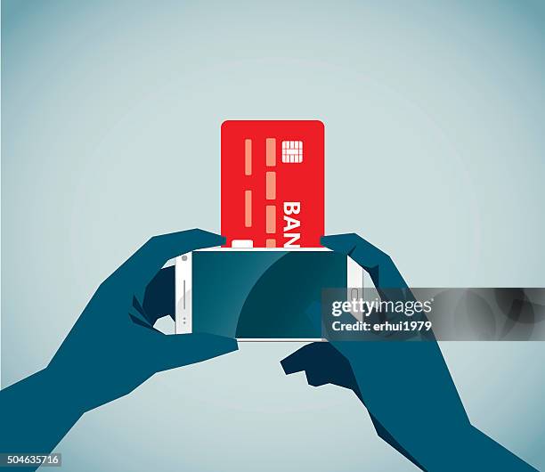 paying - electronic money transfer stock illustrations