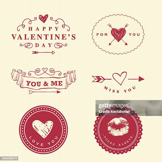 love badges and labels - red feather texture stock illustrations