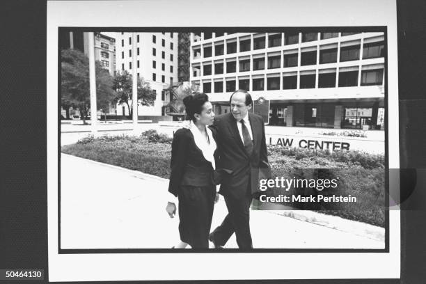 Ex-common law wife of Dave Winfield Yankee outfielder, Sandra Renfro who is currently suing him for alimony, w. Her lawyer, Earle Lilly, outside...