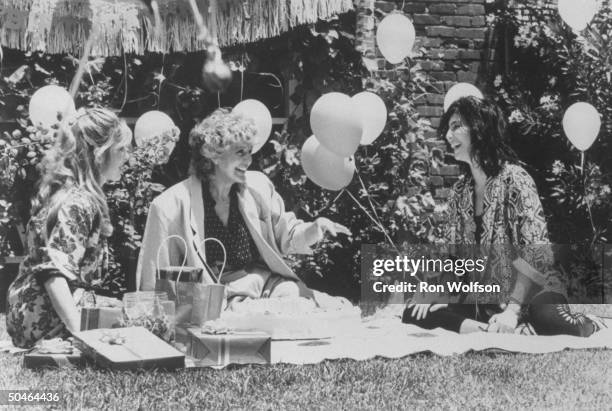 Actress Cher Bono w. Her mother Georgia Holt and an unident. Woman, having a picnic.