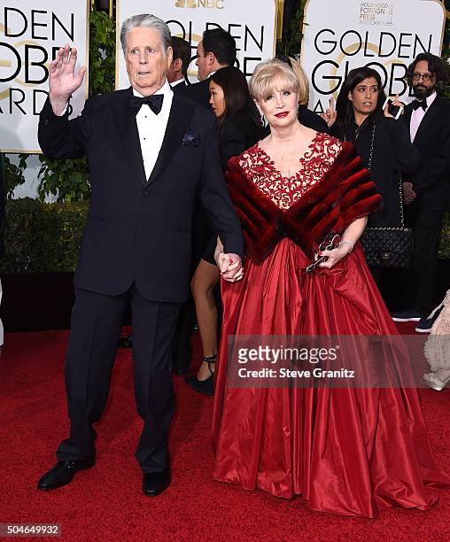 Brian Wilson and Melinda Ledbetter arrives at the 73rd Annual Golden Globe Awards at The Beverly Hilton Hotel on January 10, 2016 in Beverly Hills,...