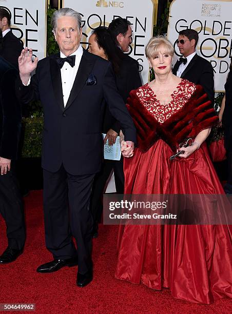 Brian Wilson and Melinda Ledbetter arrives at the 73rd Annual Golden Globe Awards at The Beverly Hilton Hotel on January 10, 2016 in Beverly Hills,...