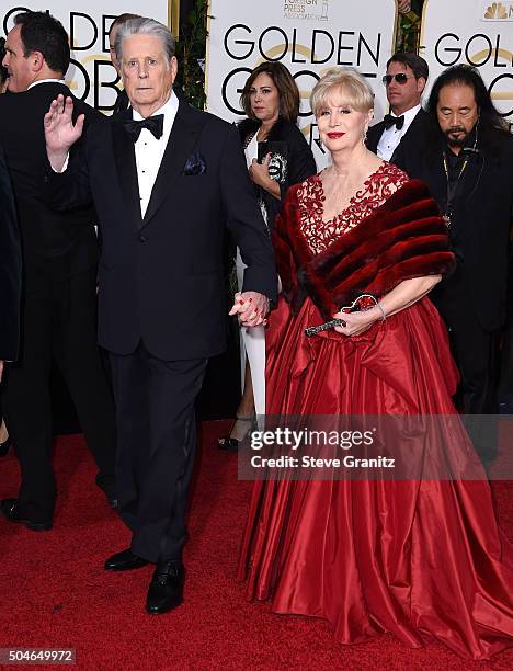 Brian Wilson and Melinda Ledbetter arrives at the 73rd Annual Golden Globe Awards at The Beverly Hilton Hotel on January 10, 2016 in Beverly Hills,...