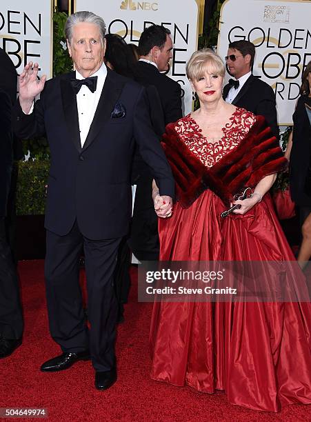 Brian Wilson and Melinda Ledbetter arrives at the 73rd Annual Golden Globe Awards at The Beverly Hilton Hotel on January 10, 2016 in Beverly Hills,...