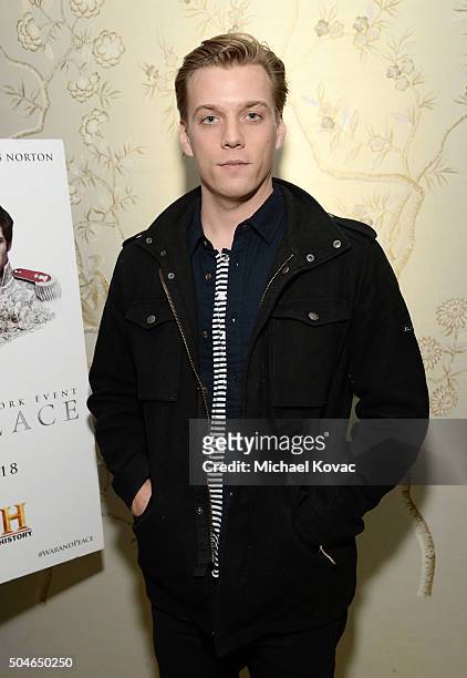 Actor Jake Abel attends The Weinstein Company And A+E Networks "War And Peace" screening at The London West Hollywood on January 11, 2016 in West...