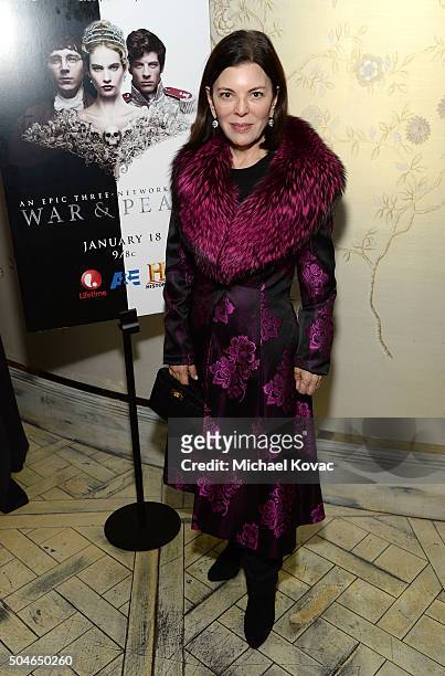 Designer Barbara Tfank attends The Weinstein Company And A+E Networks "War And Peace" screening at The London West Hollywood on January 11, 2016 in...