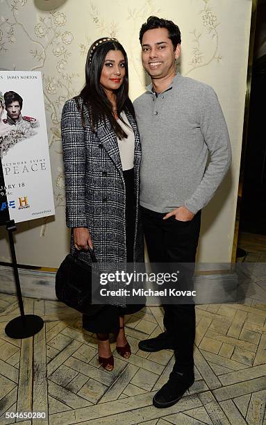 Designer Rachel Roy and curator Raj Roy attend The Weinstein Company And A+E Networks "War And Peace" screening at The London West Hollywood on...