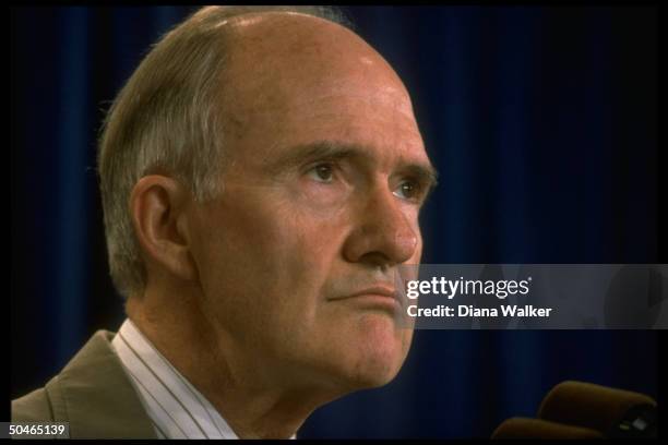 Adviser Brent Scowcroft holding WH press briefing.