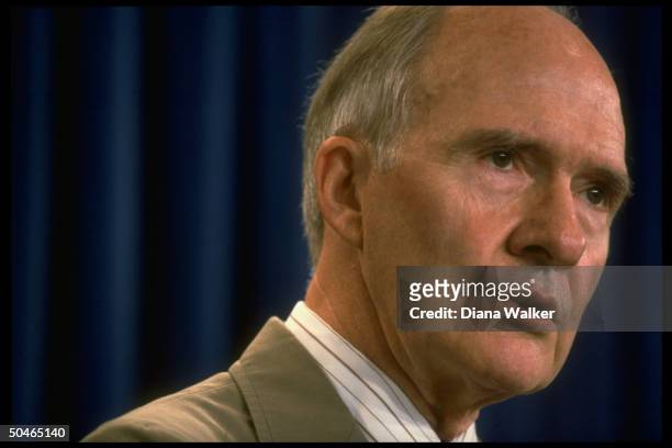 Adviser Brent Scowcroft holding WH press briefing.