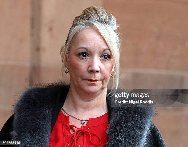 Debbie Essery, sister of PC David Rathband, arrives ahead of the family's court case against Northumbria police at Newcastle Crown Court on January...