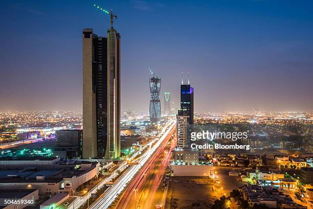 Light trails from traffic illuminate highways surrounded by residential buildings in Riyadh, Saudi Arabia, on Friday, Jan. 8, 2016. Saudi Arabian...