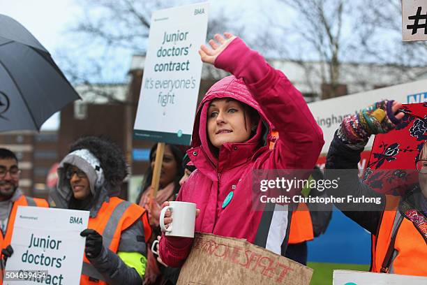 Junior Doctors and supporters picket outside Sandwell General Hospital in West Bromwich as they and other doctors stage a 24-hour strike across the...