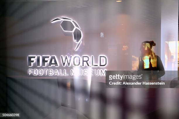 General view on the exhibition hall of the FIFA World Football Museum on January 12, 2016 in Zurich, Switzerland.
