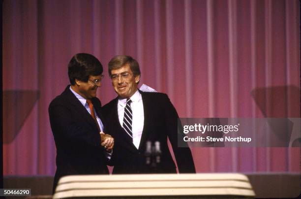 Reps Jack Kemp & Trent Lott , study in comraderie, delivering duet address, at Repub. Natl. Convention.