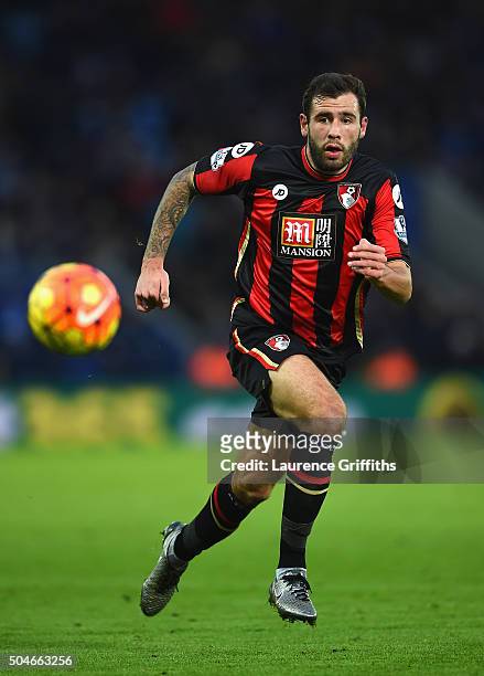 Steve Cook of Bournemouth in action during the Barclays Premier League match between Leicester City and Bornemouth at The King Power Stadium on...