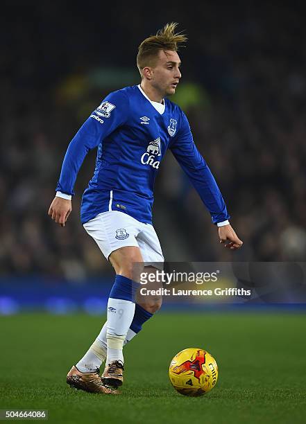 Gerard Deulofeu of Everton looks on during the Capital One Cup Semi Final First Leg match between Everton and Manchester City at Goodison Park on...