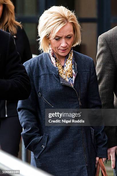 Kath Rathband leaves after appearing at PC David Rathband family's court case against Northumbria police at Newcastle Crown Court on January 12, 2016...