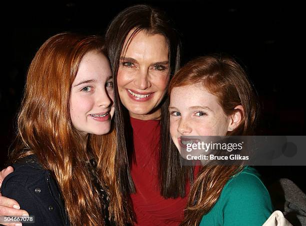 Rowan Francis Henchy, mother Brooke Shields and sister Grier Hammond Henchy pose at the Opening Night for "Maurice Hines Tappin' Thru Life" at New...