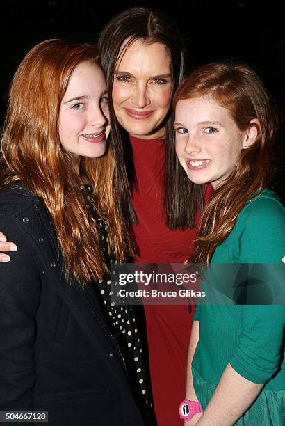 Rowan Francis Henchy, mother Brooke Shields and sister Grier Hammond Henchy pose at the Opening Night for "Maurice Hines Tappin' Thru Life" at New...