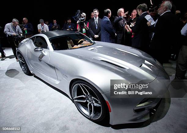 The Fisker Force 1 sports car is revealed to the news media at the 2016 North American International Auto Show January 12th, 2016 in Detroit,...