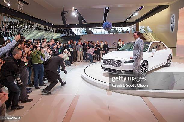 Mark Fields, president and chief executive officer of Ford Motor Company, poses following the introduction of the 2017 Continental at the North...