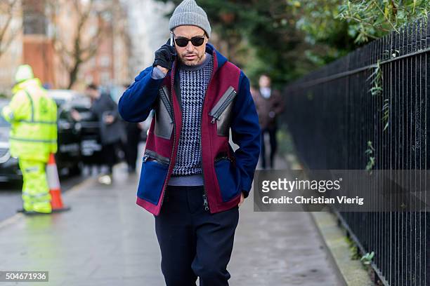 Alex Badia before the Burberry Prorsum show during London Collections Men AW16 on January 11, 2016 in London, England.