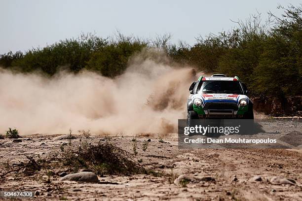 Erik van Loon of the Netherlands and Wouter Rosegaar of the Netherlands in the MINI ALL4 RACING for VANLOON RACING VAN compete on day 10 stage 9...