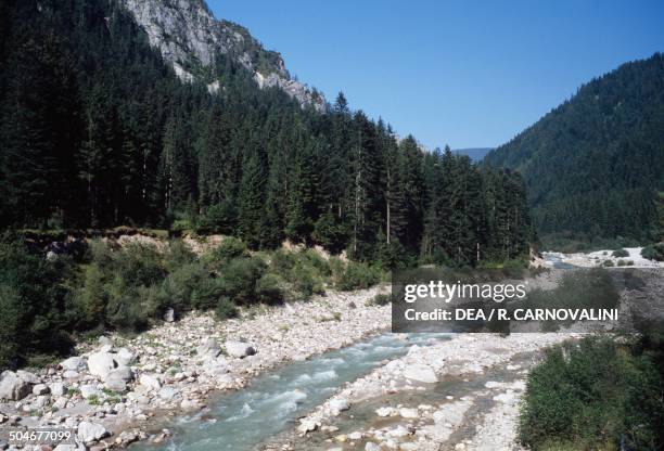 The Piave River near Santo Stefano di Cadore, Veneto, Italy.