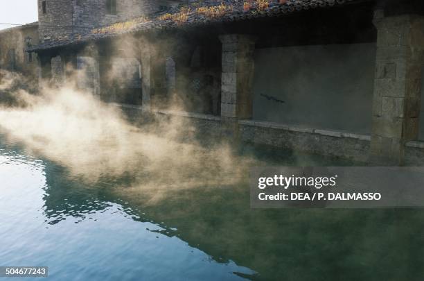 Thermal pool in piazza delle Sorgenti, 16th century, Bagno Vignoni, Tuscany, Italy.