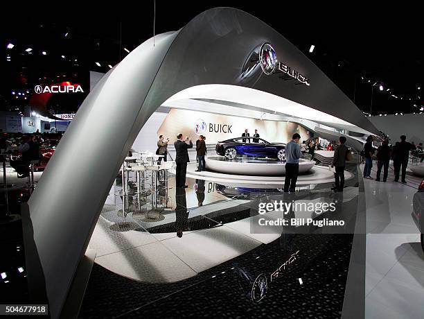 The Buick exhibit is shown at the 2016 North American International Auto Show January 12, 2016 in Detroit, Michigan. The NAIAS runs from January 11th...