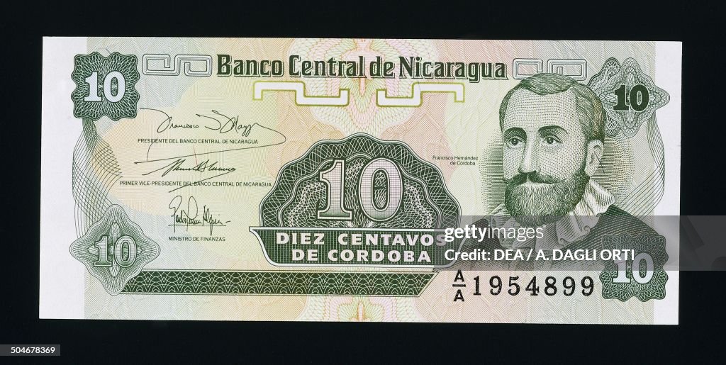 10 centavos de cordoba banknote...