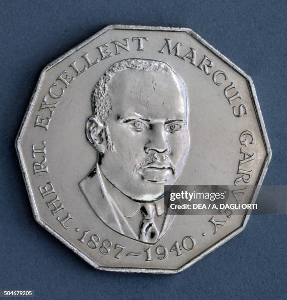Cent coin reverse, Marcus Garvey . Jamaica, 20th century.