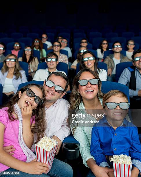 family at the cinema - 3d mom son stock pictures, royalty-free photos & images