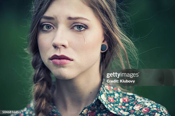 sad beauty - teardrop stockfoto's en -beelden