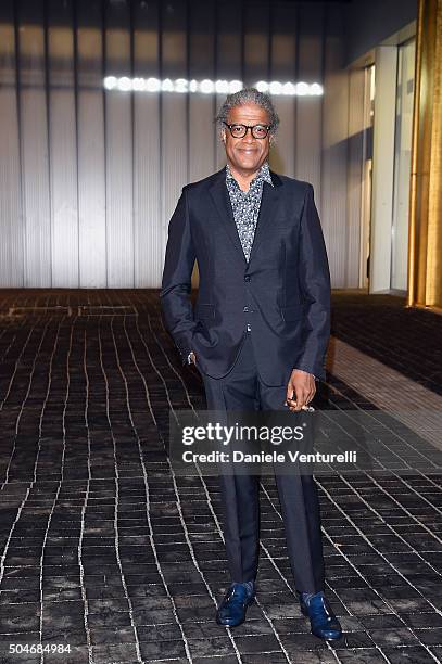 Elvis Mitchell attends the opening 'Flesh, Mind and Spirit' at Fondazione Prada on January 12, 2016 in Milan, Italy.