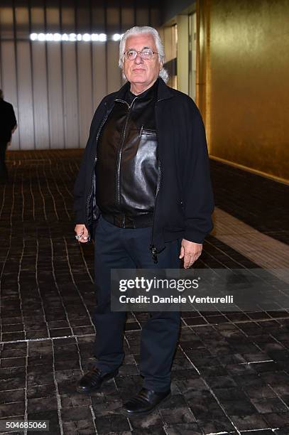 Germano Celant attends the opening 'Flesh, Mind and Spirit' at Fondazione Prada on January 12, 2016 in Milan, Italy.