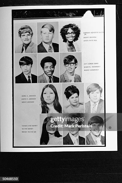 Photo of law professor Anita Hill in HS yr. Book, Hill claimed that Supreme Court Justice Clarence Thomas sexually harassed her.